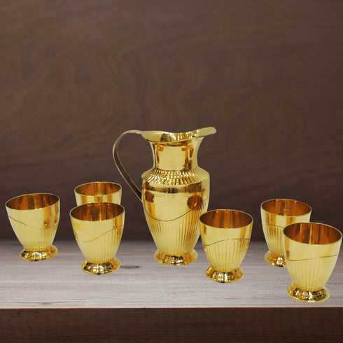 Brass Jug And 6 Glass Set 3.68 Kg